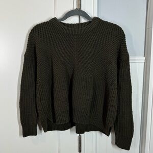 Madewell Joslin Chunky Knit Crew Neckline Cotton Casual Preppy Minimalist Green